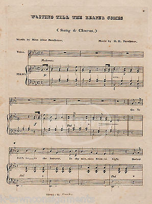 WAITING TILL THE REAPER COMES H.H. PENDLETON ANTIQUE ENGRAVING SHEET MUSIC - K-townConsignments