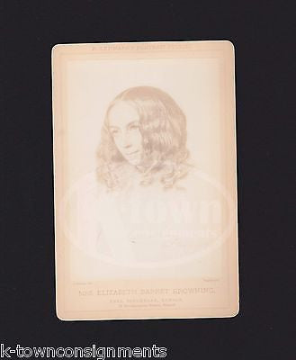 ELIZABETH BARRET BROWNING VICTORIAN POET ANTIQUE ADOLF LEHMANN ART CABINET PHOTO - K-townConsignments