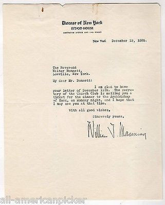 WILLIAM MANNING DIOCESE OF NEW YORK AUTOGRAPH SIGNED REV. BENNETT DINNER INVITES - K-townConsignments