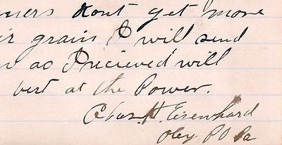 CHARLES EISENHARD OLEY PENNSYLVANIA ANTIQUE SIGNED GRAPHIC ADVERTISING LETTER - K-townConsignments