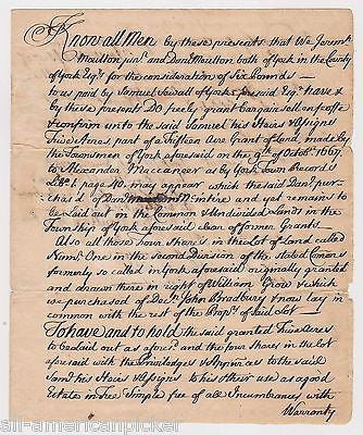 SAM SEWALL DANIEL MOULTON YORK MAINE ANTIQUE AUTOGRAPH SIGNED LAND DOCUMENT 1753 - K-townConsignments