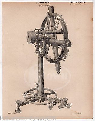 ÉTIENNE LENOIR REPEATING CIRCLE GEODETIC SURVEYING TOOL ANTIQUE ENGRAVING PRINT - K-townConsignments