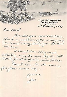 CAMP LEJEUNE MARINE BARRACKS ORIGINAL WWII SOLDIER'S GRAPHIC ART LETTER HOME - K-townConsignments