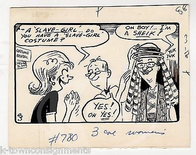 HALLOWEEN GOLDDIGGER OLD MAN HUMOR ORIGINAL INK SKETCH WWII ARTIST JACK BRYAN - K-townConsignments