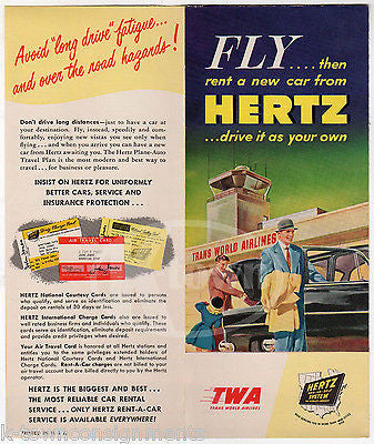 TWA TRANS WORLD AIRLINES VINTAGE GRAPHIC ADVERTISING CHICAGO FLIGHT PACKET FLYER - K-townConsignments