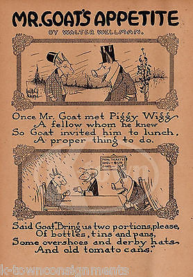 GOATS DIET HUMOROUS POEM ANTIQUE NURSERY RHYME GRAPHIC ILLUSTRATION PRINT - K-townConsignments