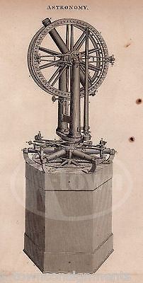 ASTRONOMY TELESCOPE SCIENTIFIC TOOL DESIGN ANTIQUE GRAPHIC ENGRAVING PRINT 1832 - K-townConsignments