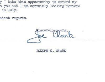 JOE CLARK PENNSYLVANIA SENATOR ORIGINAL AUTOGRAPH SIGNED STENATE STATIONERY 1960 - K-townConsignments