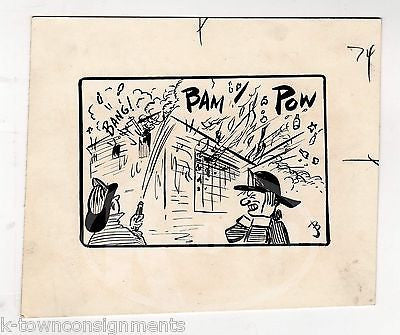 FIREMEN FIGHT BOOMING BUILDING FIRE ORIGINAL INK SKETCH WWII ARTIST JACK BRYAN - K-townConsignments