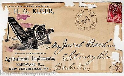 KUSER AGRICULTURAL EQUIPMENT FARMING NEW BERNVILLE PA ANTIQUE ADVERTISING LETTER - K-townConsignments