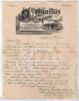 CHIEFTAN COMPANY CANTON OHIO ANTIQUE NATIVE AMERICAN INDIAN MOTIF ADVERTISING - K-townConsignments