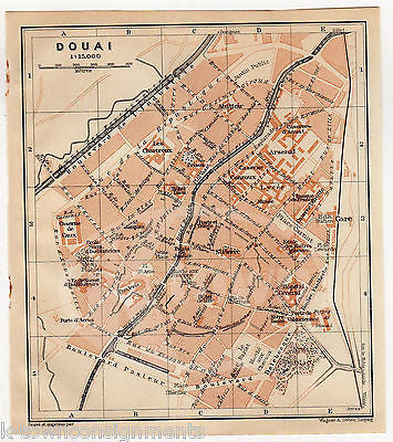 DOUAI FRANCE CASERNE DE CAUX ANTIQUE TRAVEL CITY MAP WAGNER & LEIPZIG 1909 - K-townConsignments