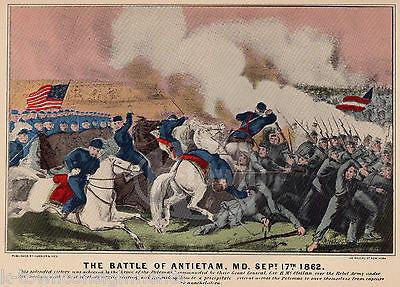 BATTLE OF ANTIETAM MARYLAND VINTAGE CIVIL WAR SOLDIERS GRAPHIC POSTER PRINT - K-townConsignments