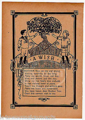 TREE HUGGER'S WISH NATURE POEM ANTIQUE NURSERY RHYME GRAPHIC ILLUSTRATION PRINT - K-townConsignments