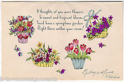 Happy Easter to a Shut-In Bright Flowers Poem Vintage Graphic Art Greetings Card - K-townConsignments