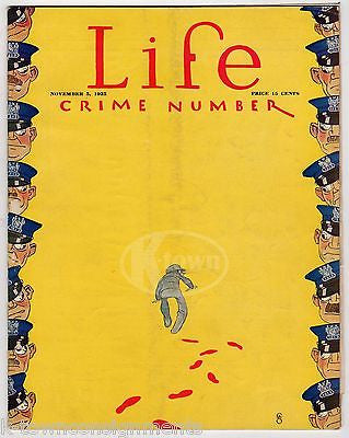 LIFE MAGAZINE POLICE OFFICERS COPS & ROBBERS COVER ART CRIME ISSUE NOV 1925 - K-townConsignments