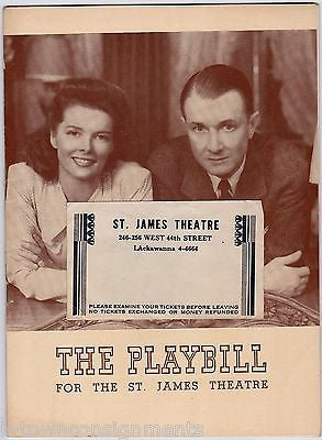 KATHERINE HEPBURN WITHOUT LOVE THEATRE ACTRESS VINTAGE PLAYBILL & SHOW TICKETS - K-townConsignments