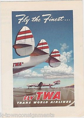 TWA TRANS WORLD AIRLINES VINTAGE BELGRADE YUGOSLAVIA SERVICE TIMES FLYER 1957 - K-townConsignments