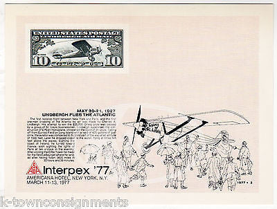 CHARLES LINDBERGH SPIRIT OF ST. LOUIS INTERPLEX PHILATELY STAMP SHOW CARD 1977 - K-townConsignments