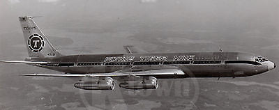 FLYING TIGER LINE BOEING 707 JET AIRLINER VINTAGE AVIATION ADVERTISING PHOTO - K-townConsignments