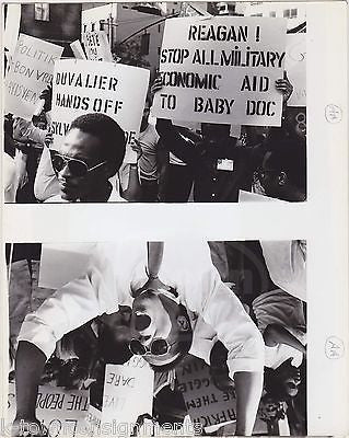 ANTI-DUVALIER & REAGAN HAITI PROTEST SIGNED VINTAGE RALLY CROWD PHOTOGRAPHS - K-townConsignments
