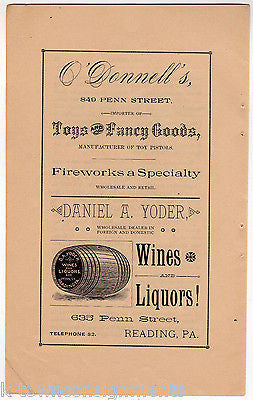Daniel Yoder Wines & Liquors Fireworks Reading PA Antique Graphic Advertising - K-townConsignments