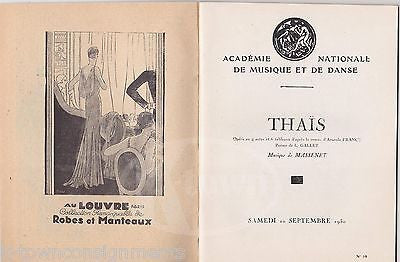 THAIS PARIS OPERA FRANCE ANTIQUE ART DECO ADVERTISING THEATRE PROGRAM 1930 - K-townConsignments