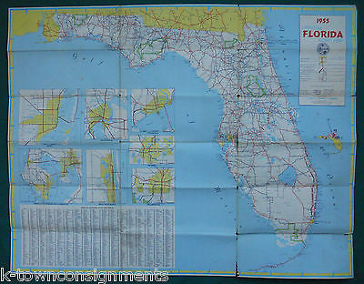 FLORIDA SUNSHINE STATE VACATIONS VINTAGE GRAPHIC ADVERTISING FOLD-OUT ROAD MAP - K-townConsignments