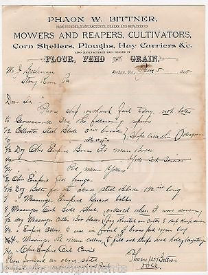 PHOAN BITTNER FARM CULTIVATORS JORDAN PA ANTIQUE SIGNED STATIONERY LETTER 1895 - K-townConsignments