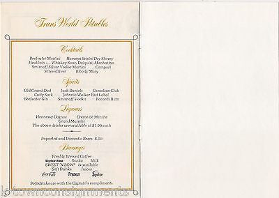 TWA TRANS WORLD AIRLINES VINTAGE GOLD PLATE SERVICE GRAPHIC ADVERTISING MENU - K-townConsignments