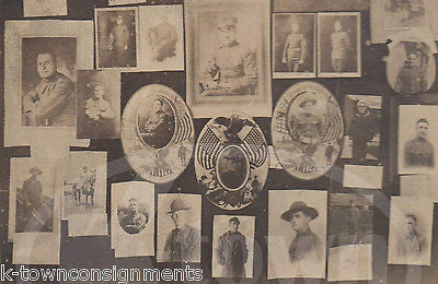 WWI ARMY NAVY SOLIDIERS UNUSUAL ANTIQUE PATRIOTIC MEMORIAL PHOTOS DISPLAY PHOTO - K-townConsignments