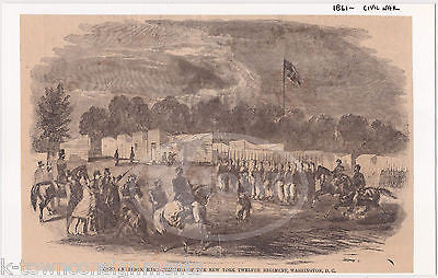 CAMP ANDERSON NEW YORK 12th REGIMENT ANTIQUE CIVIL WAR NEWSPAPER ENGRAVING PRINT - K-townConsignments