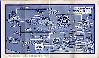 MONTREAL CANADA GRAY LINE MOTOR TOURS VINTAGE GRAPHIC ADVERTISING MAP BROCHURE - K-townConsignments