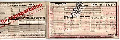 SWISSAIR AIRLINES AMSTERDAM 1962 VINTAGE GRAPHIC ADVERTISING FLIGHT TICKET STUB - K-townConsignments