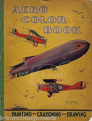 AMERICAN ZEPPELIN AIRSHIP & PROP PLANES ANTIQUE GRAPHIC ART AVIATION BOOK COVER - K-townConsignments