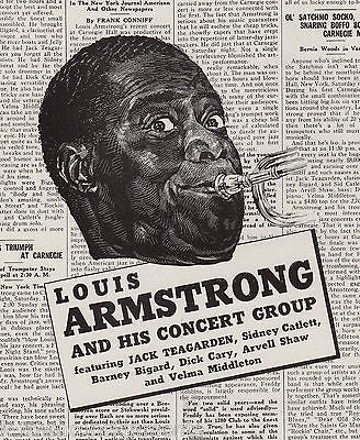 LOUIS ARMSTRONG BIG BAND ORCHESTRA VINTAGE MAGAZINE ADVERTISING PRINT 1948 - K-townConsignments