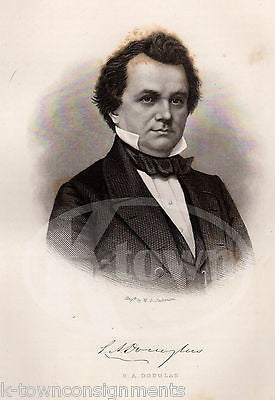 STEPHEN DOUGLAS KANSAS-NEBRASKA ACT SENATOR ANTIQUE GRAPHIC ENGRAVING PRINT 1863 - K-townConsignments
