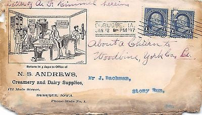 NS ANDREWS DAIRY CREAMERY DUBUQUE IOWA ANTIQUE SIGNED FARM ADVERTISING LETTER - K-townConsignments