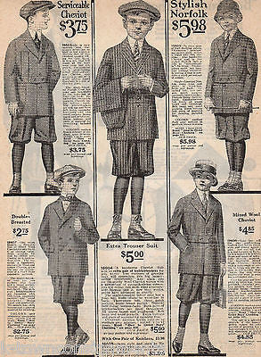 LITTLE BOYS CLOTHING FASHIONS TROSER SUITS ANTIQUE GRAPHIC ADVERTISING PRINT - K-townConsignments