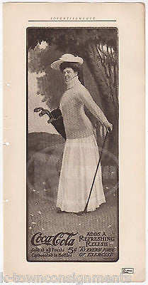 VICTORIAN LADY GOLFER ANTIQUE GRAPHIC ART COCA-COLA COKE SODA ADVERTISING PRINT - K-townConsignments