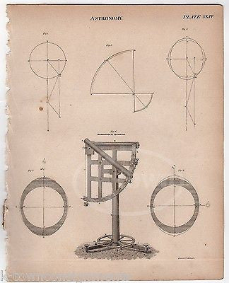 ASTRONOMY QUADRENT SCIENTIFIC TOOL DESIGN ANTIQUE GRAPHIC ENGRAVING PRINT 1832 - K-townConsignments