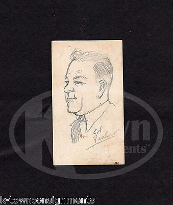 ED FISHER PENNSYLVANIA RAILROAD MAN ORIGINAL JACK BRYAN PENCIL SKETCH DRAWING - K-townConsignments