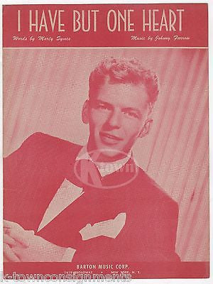 FRANK SINATRA SONG I HAVE BUT ONE HEART VINTAGE SHEET MUSIC 1945 VERY GOOD COND. - K-townConsignments