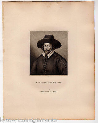 JOHN HOLLES EARL OF CLARE ENGLAND ANTIQUE PORTRAIT ENGRAVING PRINT BIO 1806 - K-townConsignments