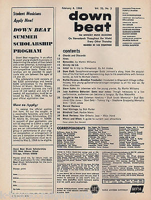 COLEMAN HAWKINS STEVE KUHN & MORE VINTAG GRAPHIC ADVERTISING DOWN BEAT MAGAZINE - K-townConsignments