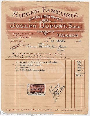 JOSEPH DUPONT FRENCH STONE MASON ANTIQUE GRAPHIC ADVERTISING SALES RECIEPT 1925 - K-townConsignments