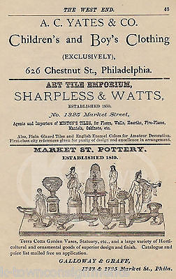 SHARPLESS & WATTS MARKET ST POTTERY TERRA COTTA PHILA PA ANTIQUE ENGRAVING PRINT - K-townConsignments