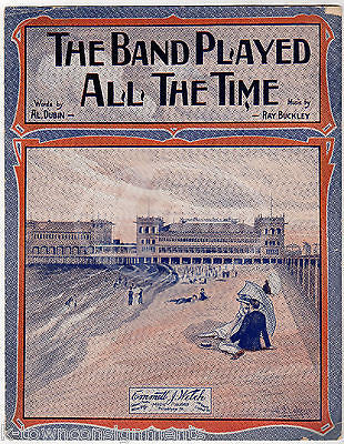 ATLANTIC CITY BOARDWALK BAND PLAYED ALL THE TIME ANTIQUE GRAPHIC SHEET MUSIC - K-townConsignments