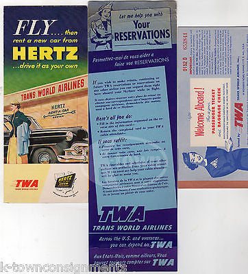 TWA TRANS WORLD AIRLINES VINTAGE GRAPHIC ADVERTISING CHICAGO FLIGHT PACKET FLYER - K-townConsignments