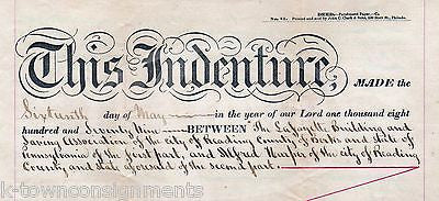 LAFAYETTE BUILDING READING PENNSYLVANIA DANIEL ZIMMERMAN ANTIQUE LEGAL DEED 1879 - K-townConsignments